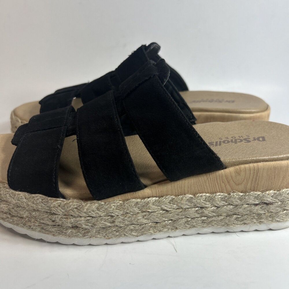 Dr Scholls Women’s Sandals Size 6 Black Electric Espadrille Wedge Slide Suede - Picture 8 of 12